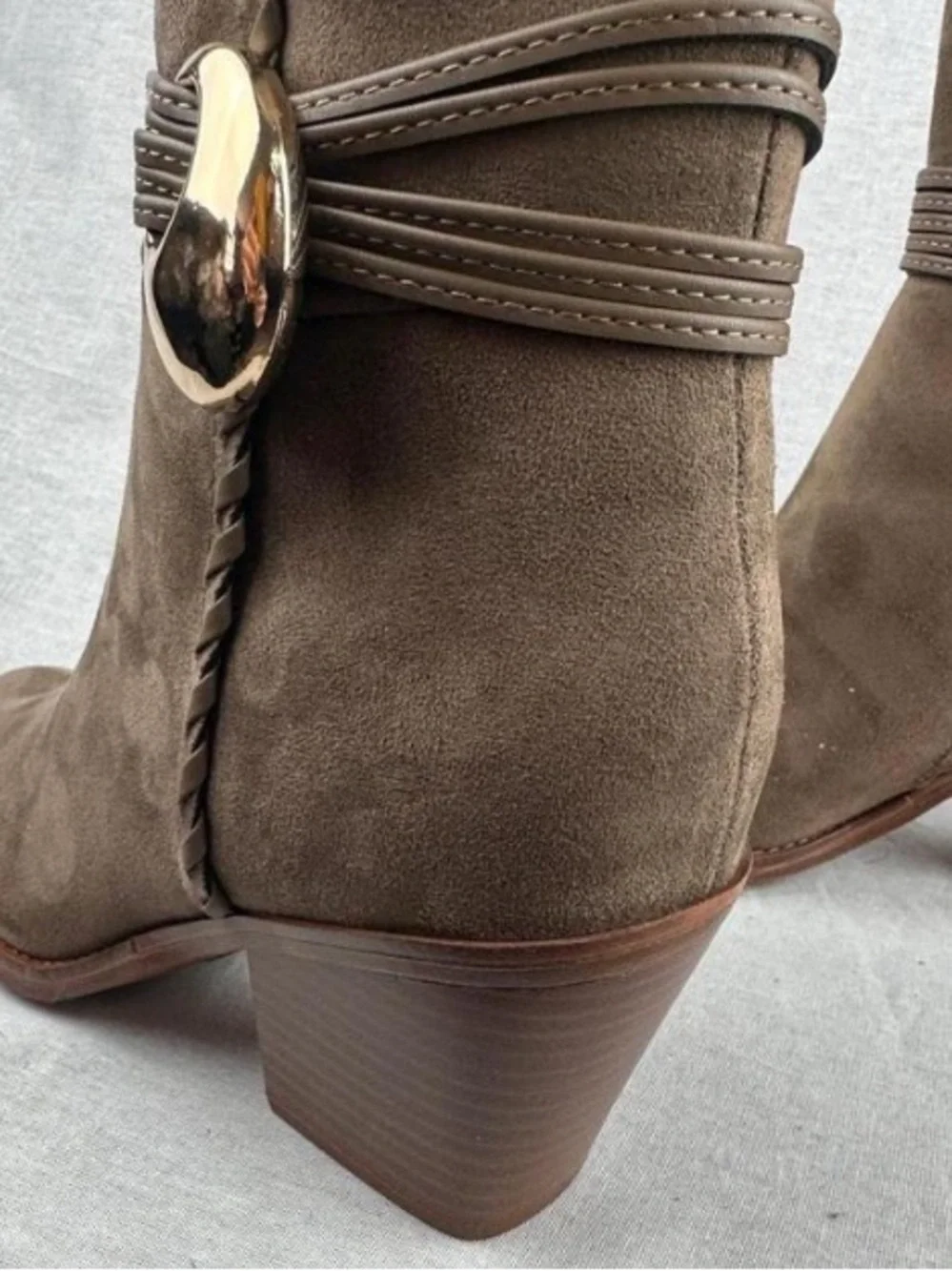 Brown Suede Women's Tall Boot with Gold Accent Size 8